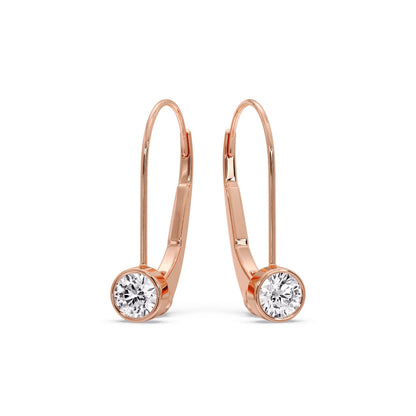 Lever Back Bezel Set Round Diamond Earrings Fascinating Diamonds