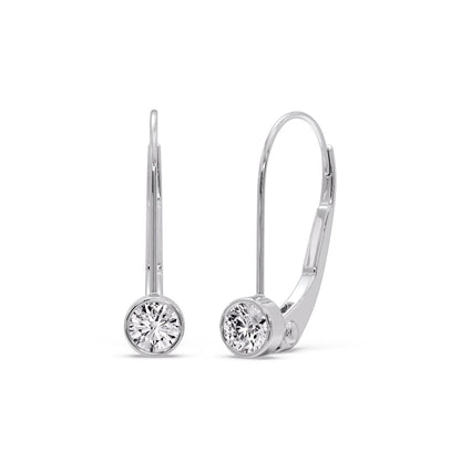 Lever Back Bezel Set Round Diamond Earrings Fascinating Diamonds