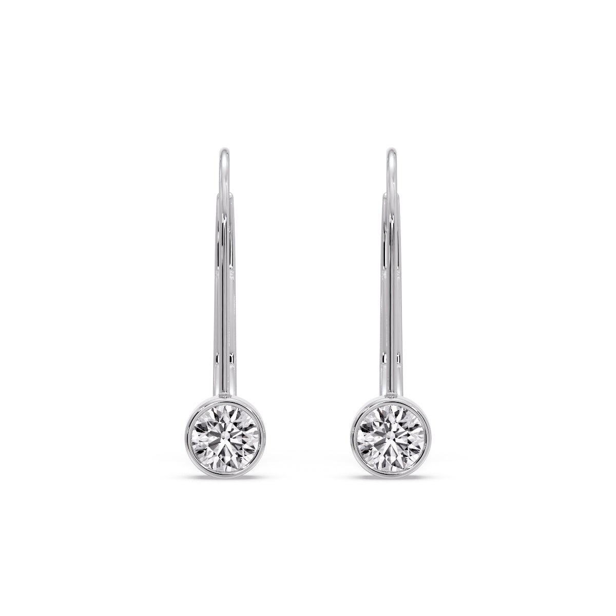 Lever Back Bezel Set Round Diamond Earrings Fascinating Diamonds