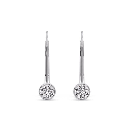 Lever Back Bezel Set Round Diamond Earrings Fascinating Diamonds