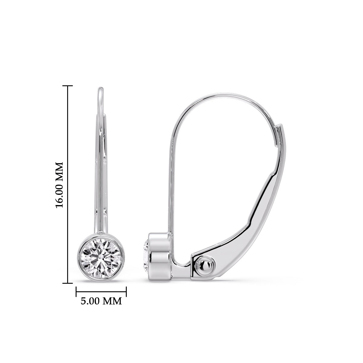 Lever Back Bezel Set Round Diamond Earrings Fascinating Diamonds