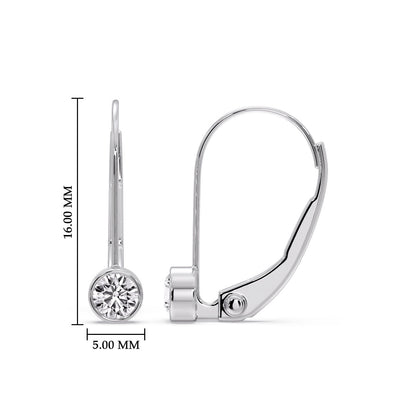 Lever Back Bezel Set Round Diamond Earrings Fascinating Diamonds