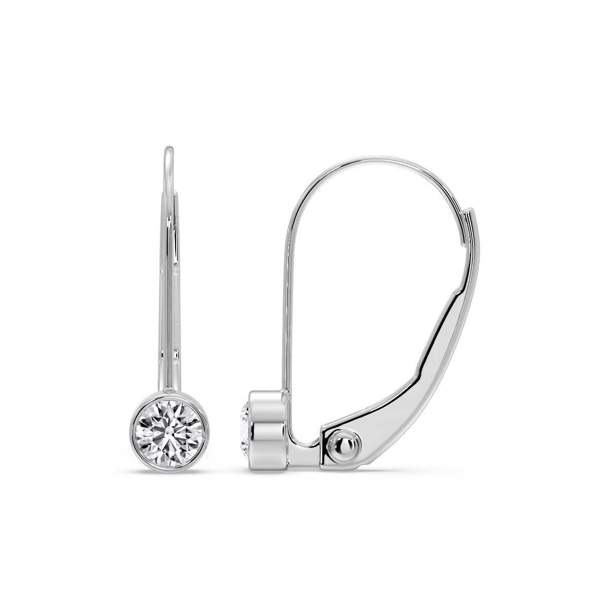 Lever Back Bezel Set Round Diamond Earrings Fascinating Diamonds