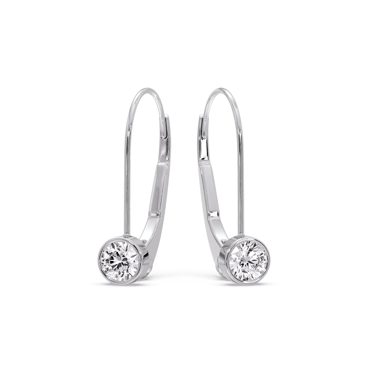 Lever Back Bezel Set Round Diamond Earrings Fascinating Diamonds