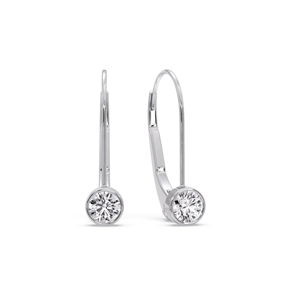 Lever Back Bezel Set Round Diamond Earrings Fascinating Diamonds