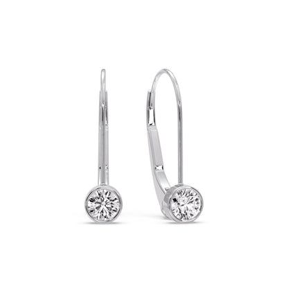 Lever Back Bezel Set Round Diamond Earrings Fascinating Diamonds