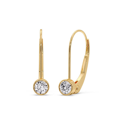 Lever Back Bezel Set Round Diamond Earrings Fascinating Diamonds