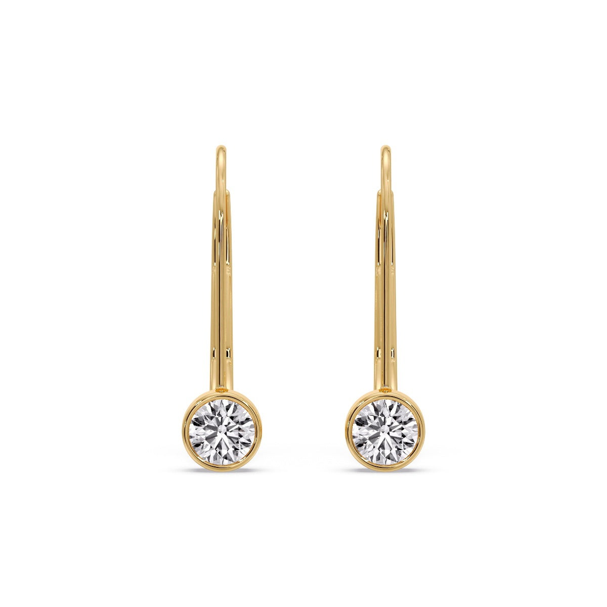 Lever Back Bezel Set Round Diamond Earrings Fascinating Diamonds