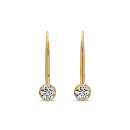 Lever Back Bezel Set Round Diamond Earrings Fascinating Diamonds