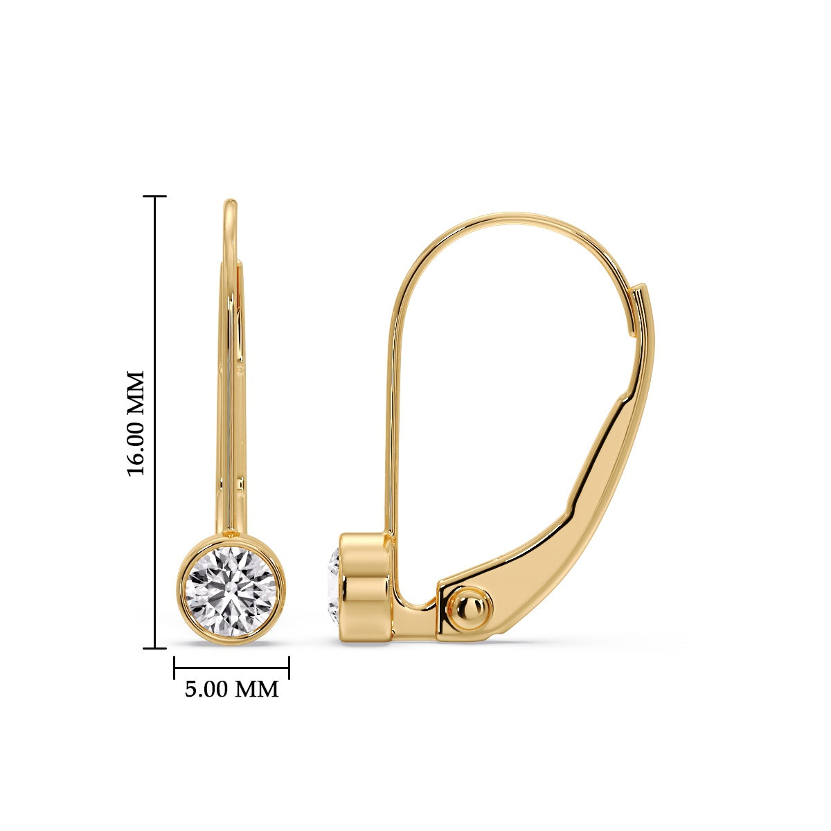 Lever Back Bezel Set Round Diamond Earrings Fascinating Diamonds