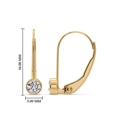 Lever Back Bezel Set Round Diamond Earrings Fascinating Diamonds
