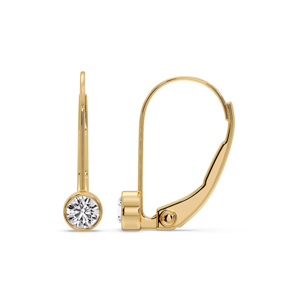Lever Back Bezel Set Round Diamond Earrings Fascinating Diamonds