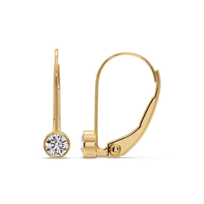 Lever Back Bezel Set Round Diamond Earrings Fascinating Diamonds