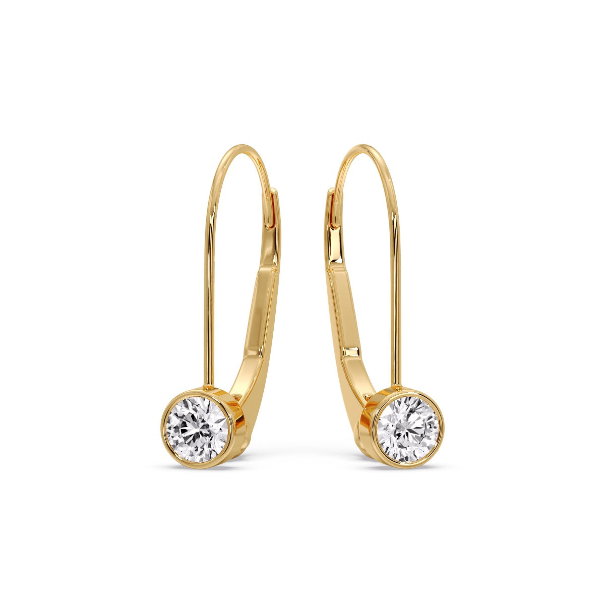 Lever Back Bezel Set Round Diamond Earrings Fascinating Diamonds