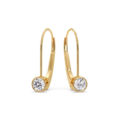 Lever Back Bezel Set Round Diamond Earrings Fascinating Diamonds