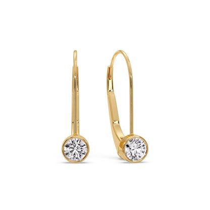 Lever Back Bezel Set Round Diamond Earrings Fascinating Diamonds