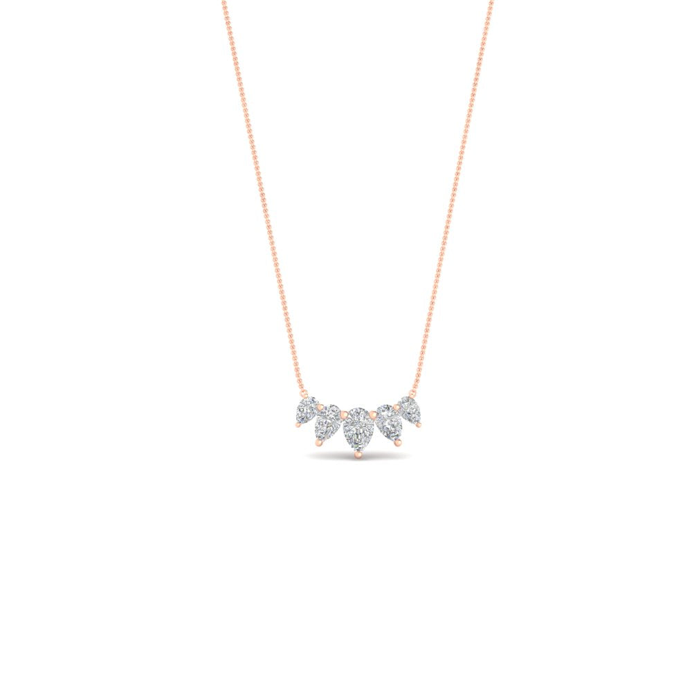 0.75 Carat 5 Stone Pear Shaped Diamond Necklace Fascinating Diamonds