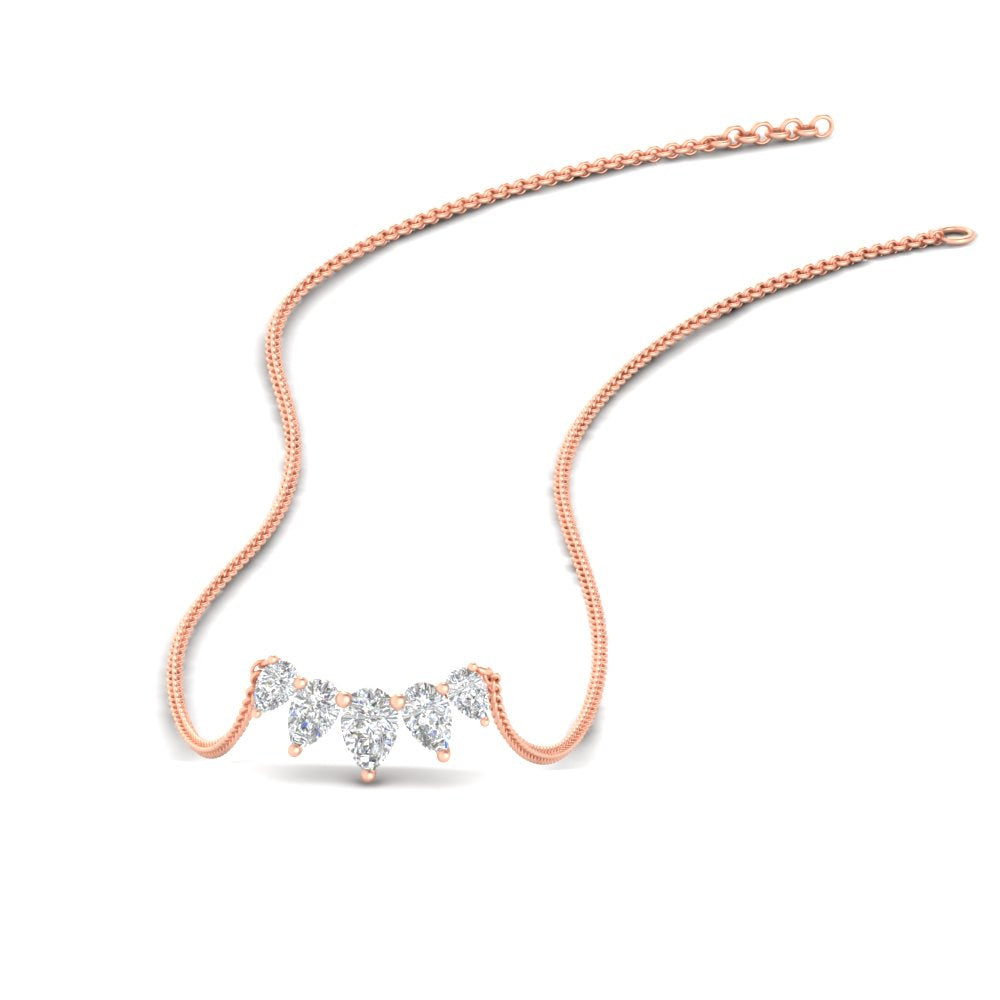 0.75 Carat 5 Stone Pear Shaped Diamond Necklace Fascinating Diamonds