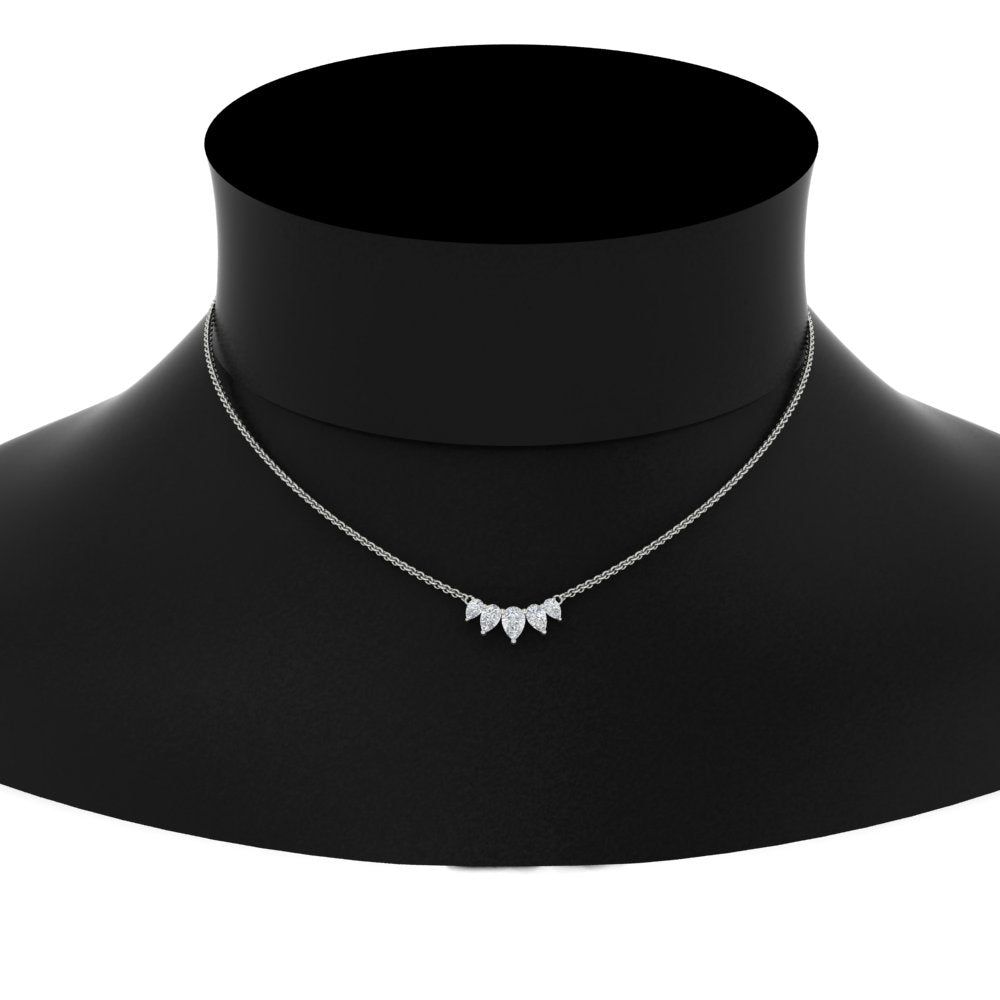 0.75 Carat 5 Stone Pear Shaped Diamond Necklace Fascinating Diamonds