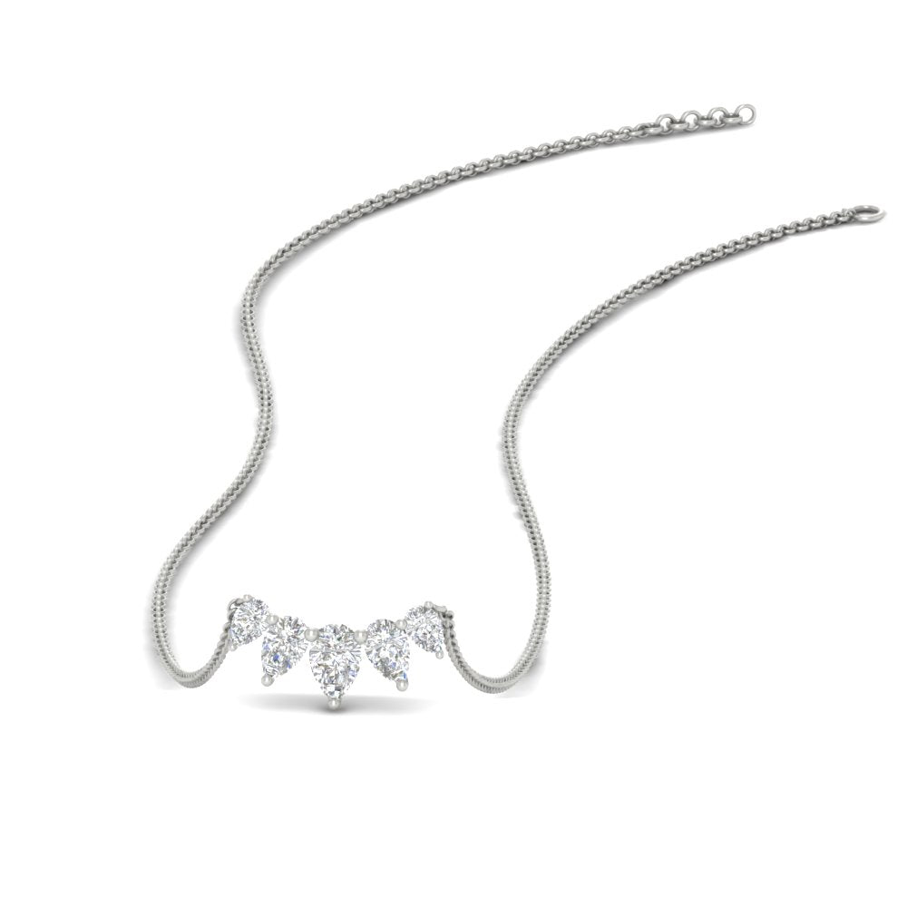 0.75 Carat 5 Stone Pear Shaped Diamond Necklace Fascinating Diamonds