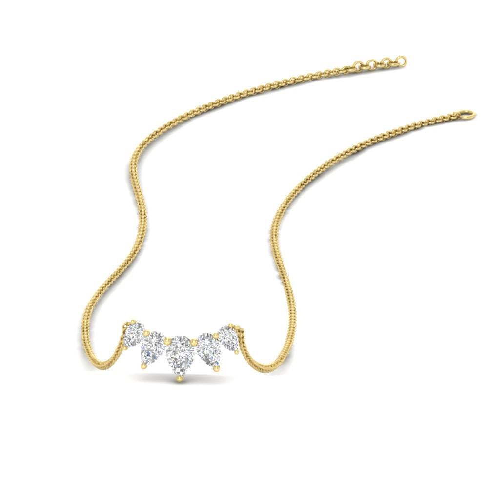 0.75 Carat 5 Stone Pear Shaped Diamond Necklace Fascinating Diamonds