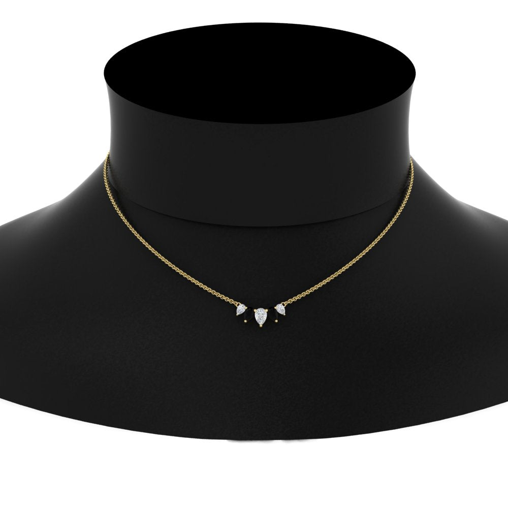 0.75 Carat 5 Stone Pear Shaped Diamond Necklace Fascinating Diamonds