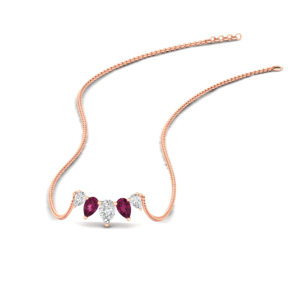 0.75 Carat 5 Stone Pear Shaped Diamond Necklace Fascinating Diamonds