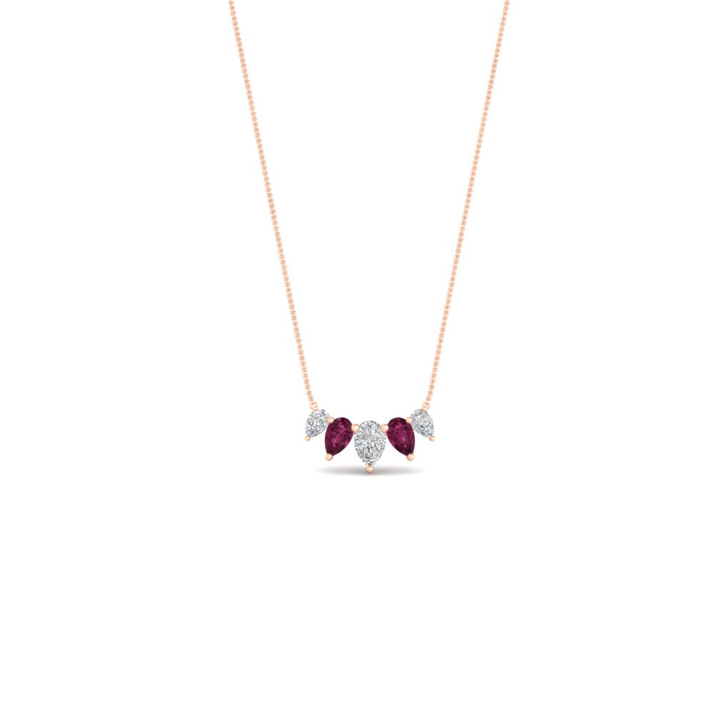 0.75 Carat 5 Stone Pear Shaped Diamond Necklace Fascinating Diamonds