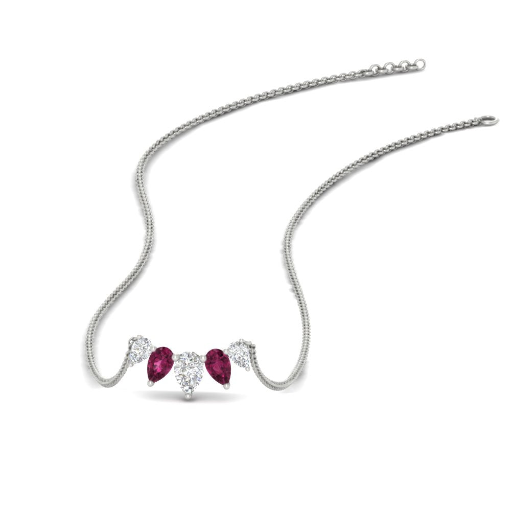 0.75 Carat 5 Stone Pear Shaped Diamond Necklace Fascinating Diamonds