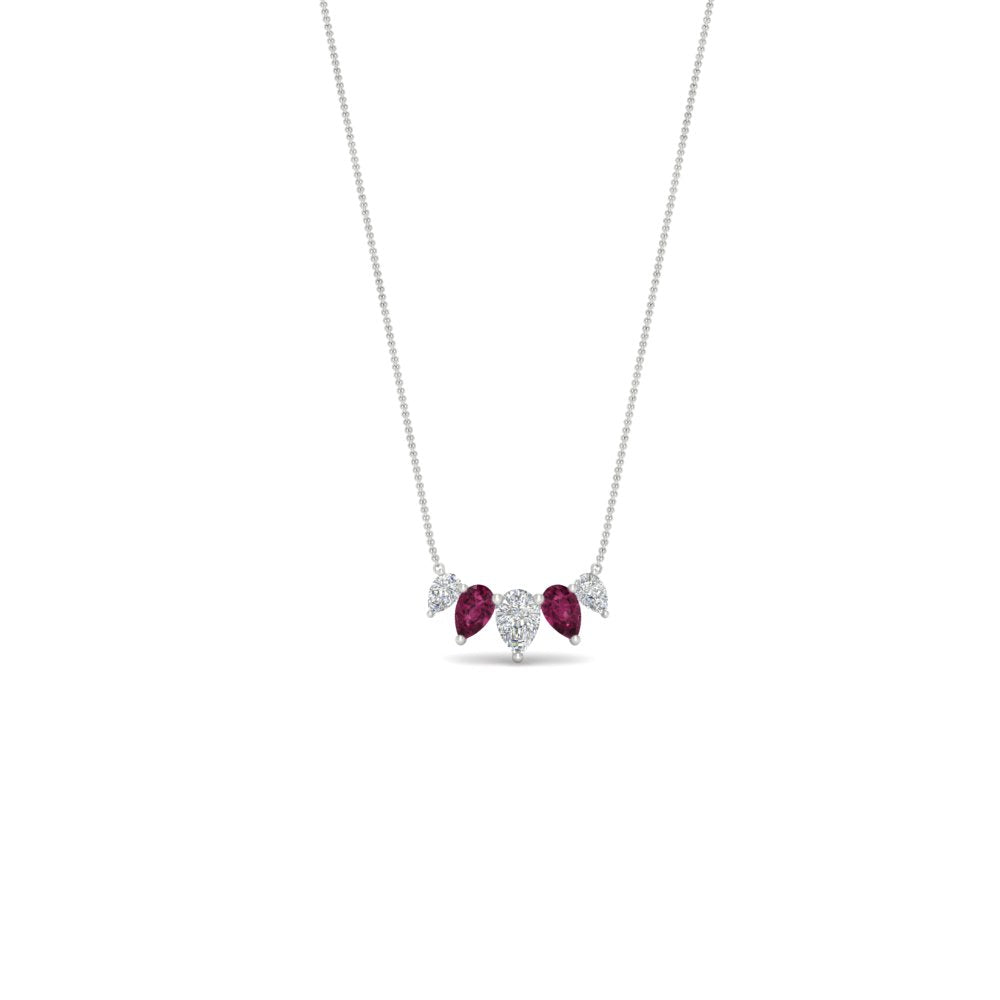 0.75 Carat 5 Stone Pear Shaped Diamond Necklace Fascinating Diamonds
