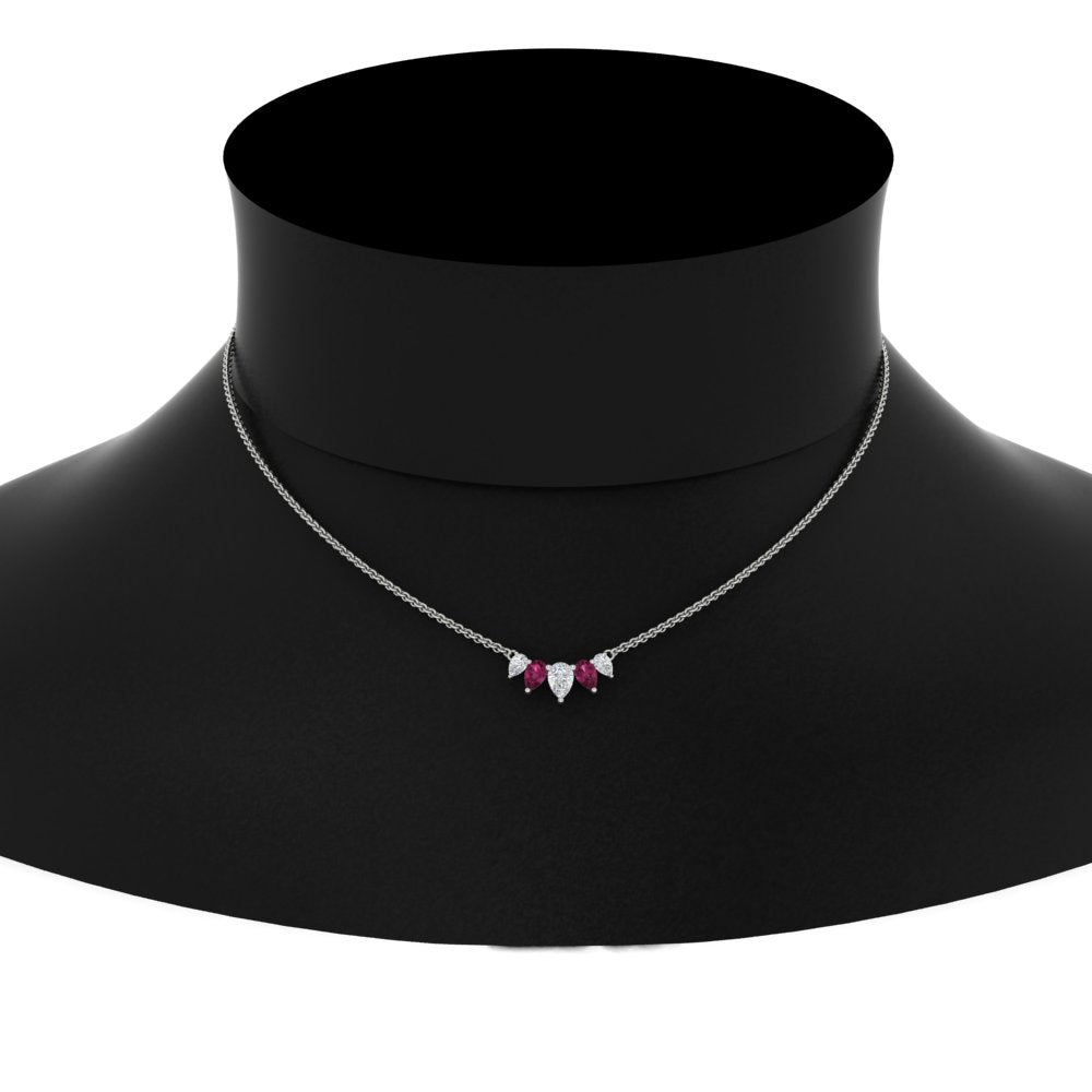 0.75 Carat 5 Stone Pear Shaped Diamond Necklace Fascinating Diamonds