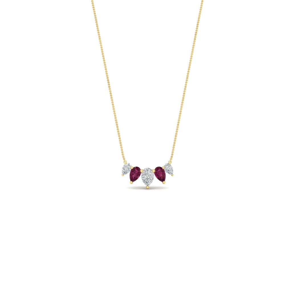 0.75 Carat 5 Stone Pear Shaped Diamond Necklace Fascinating Diamonds
