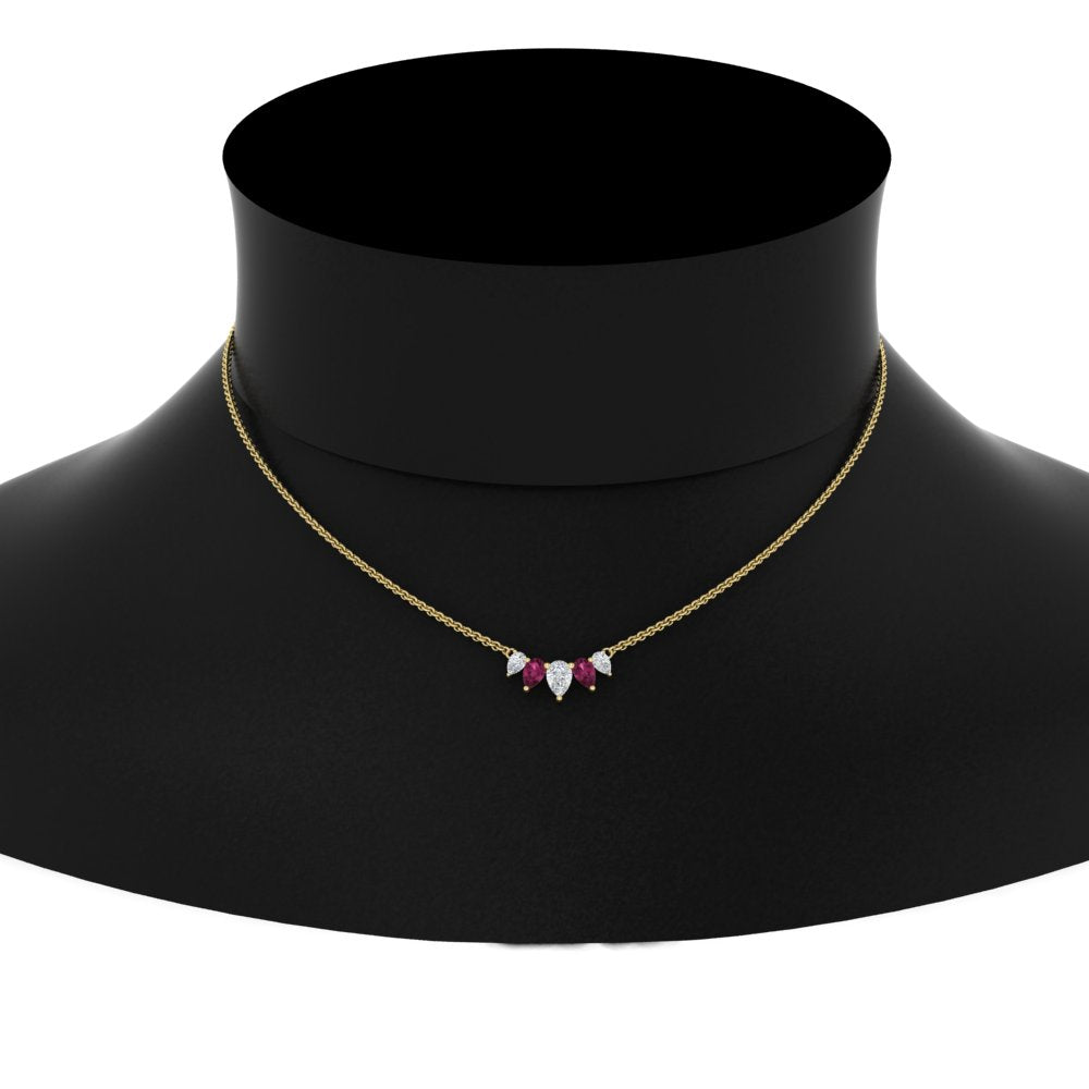 0.75 Carat 5 Stone Pear Shaped Diamond Necklace Fascinating Diamonds