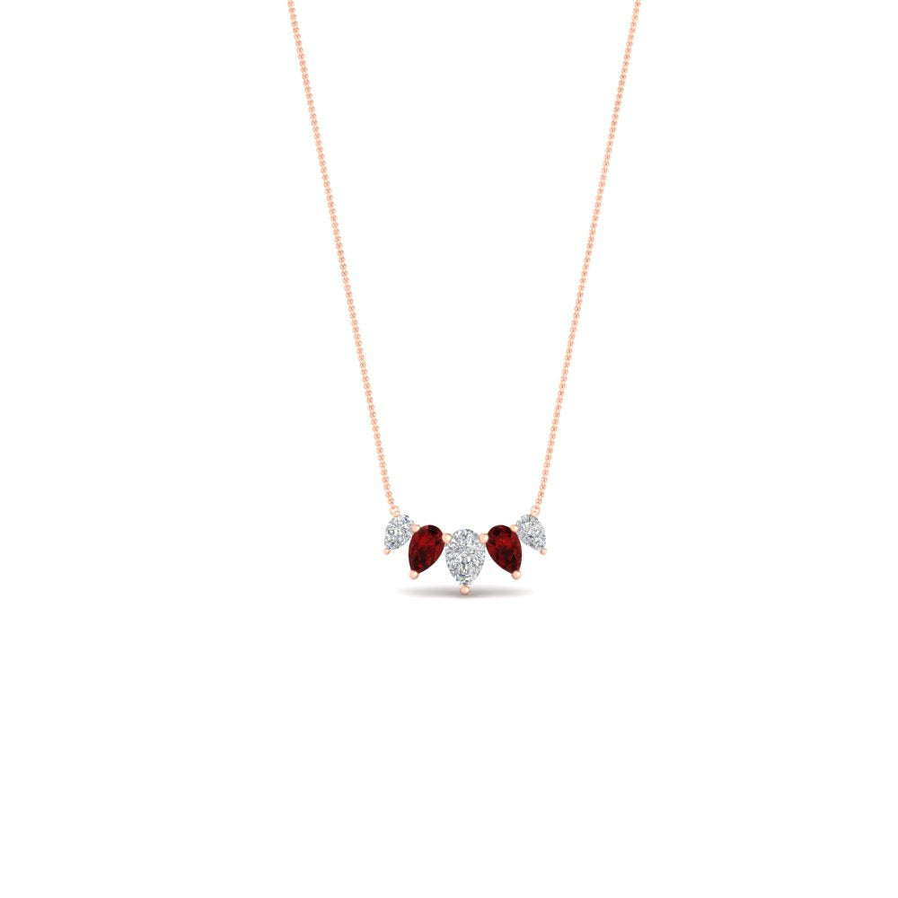 0.75 Carat 5 Stone Pear Shaped Diamond Necklace Fascinating Diamonds