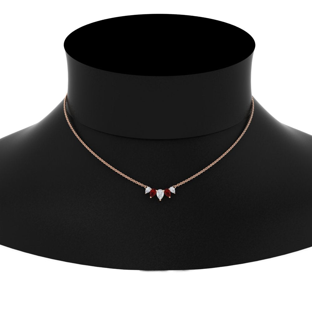 0.75 Carat 5 Stone Pear Shaped Diamond Necklace Fascinating Diamonds