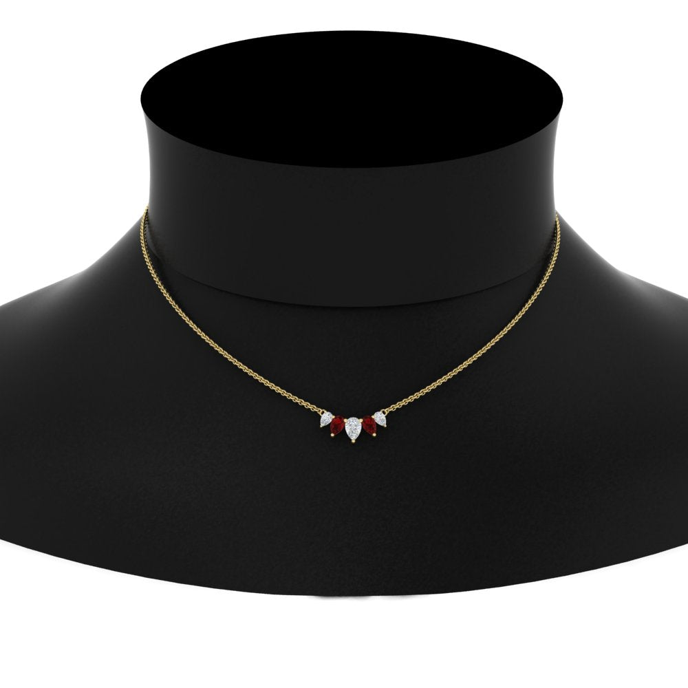 0.75 Carat 5 Stone Pear Shaped Diamond Necklace Fascinating Diamonds