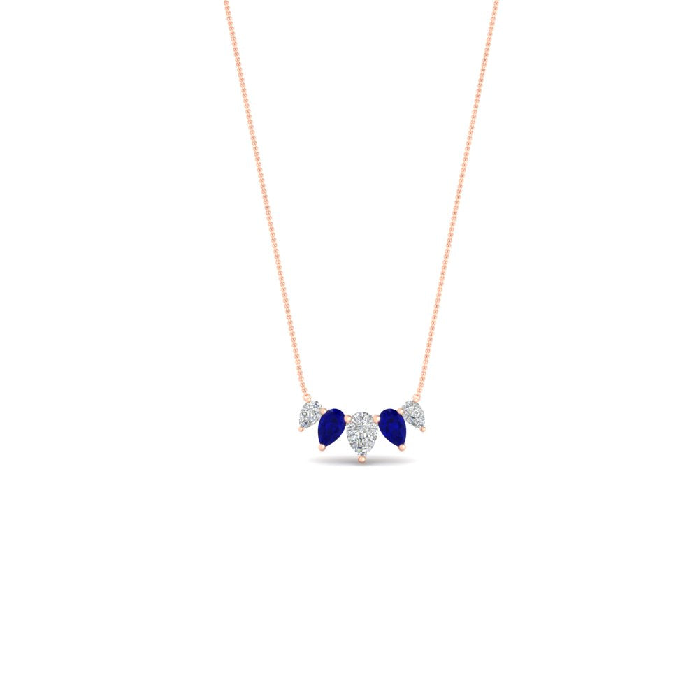 0.75 Carat 5 Stone Pear Shaped Diamond Necklace Fascinating Diamonds