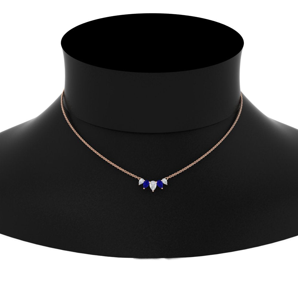0.75 Carat 5 Stone Pear Shaped Diamond Necklace Fascinating Diamonds