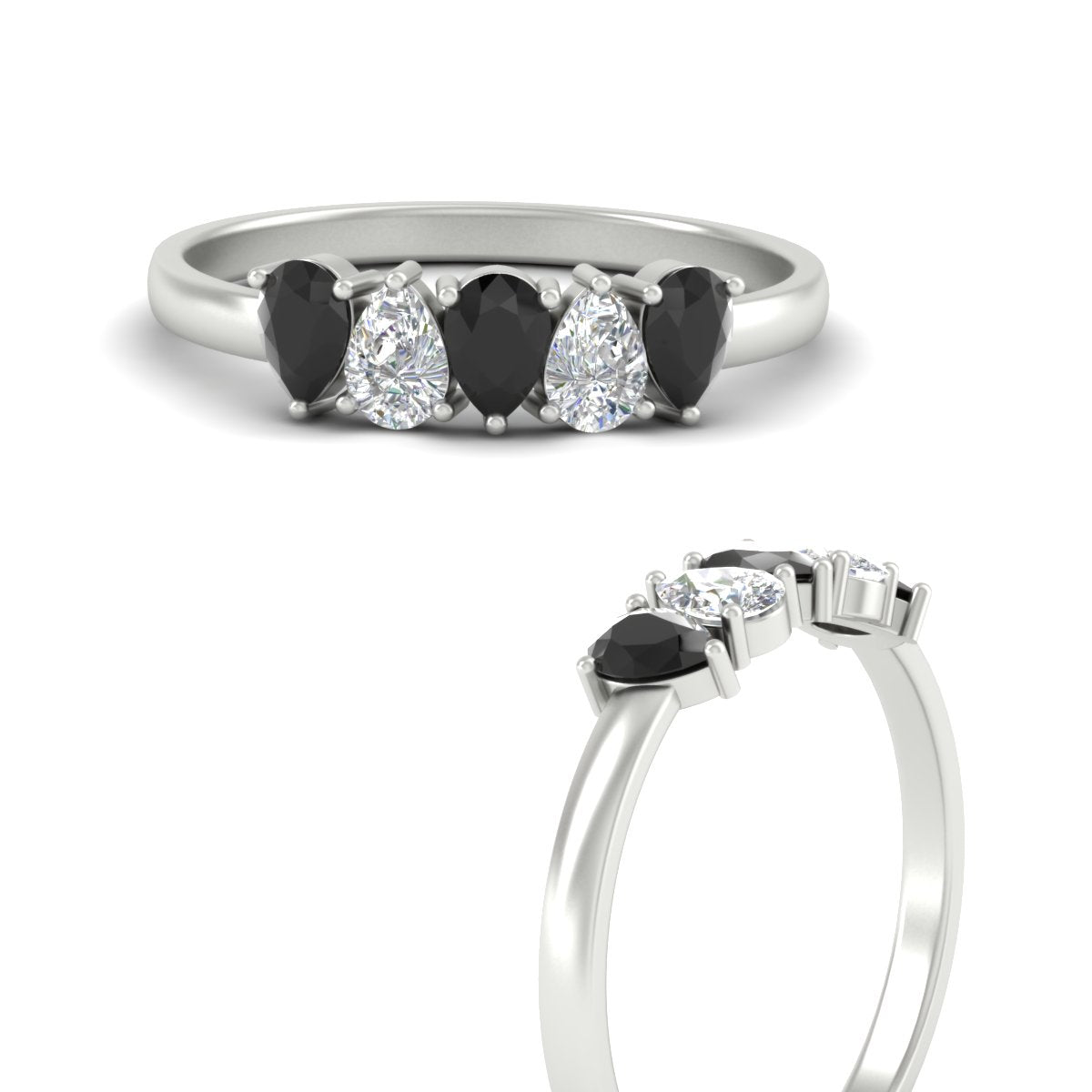 0.75 Carat 5 Stone Wedding Band Diamond Teardrop Fascinating Diamonds