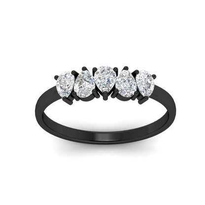 0.75 Carat 5 Stone Wedding Band Diamond Teardrop Fascinating Diamonds