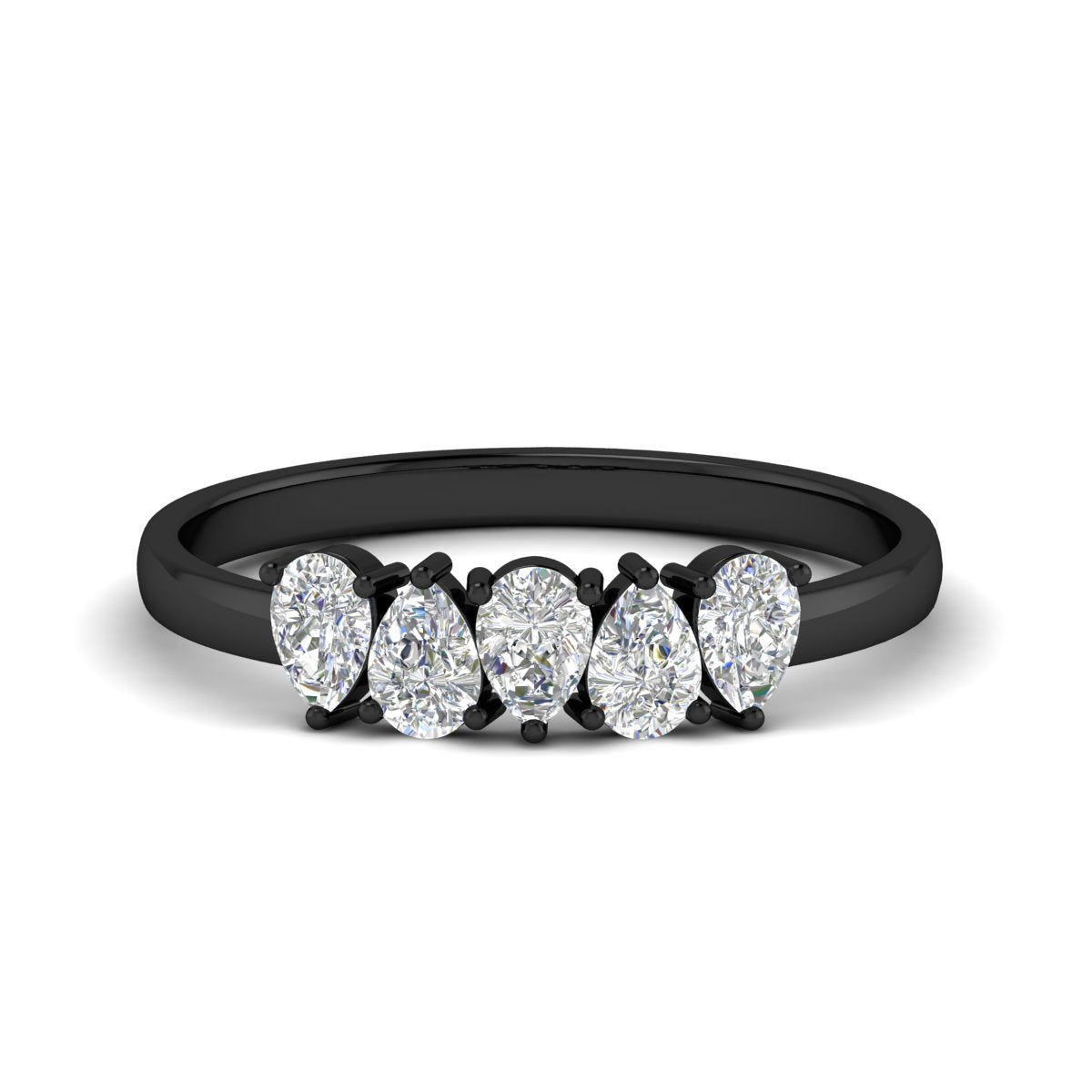 0.75 Carat 5 Stone Wedding Band Diamond Teardrop Fascinating Diamonds