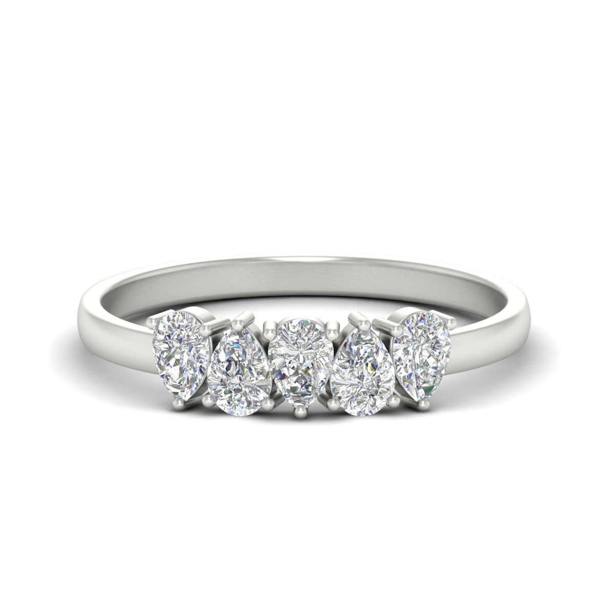 0.75 Carat 5 Stone Wedding Band Diamond Teardrop Fascinating Diamonds