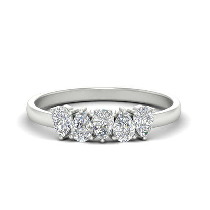 0.75 Carat 5 Stone Wedding Band Diamond Teardrop Fascinating Diamonds