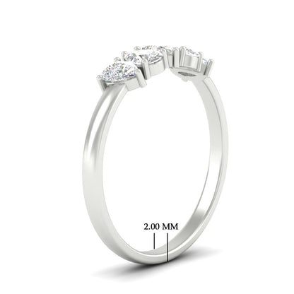 0.75 Carat 5 Stone Wedding Band Diamond Teardrop Fascinating Diamonds