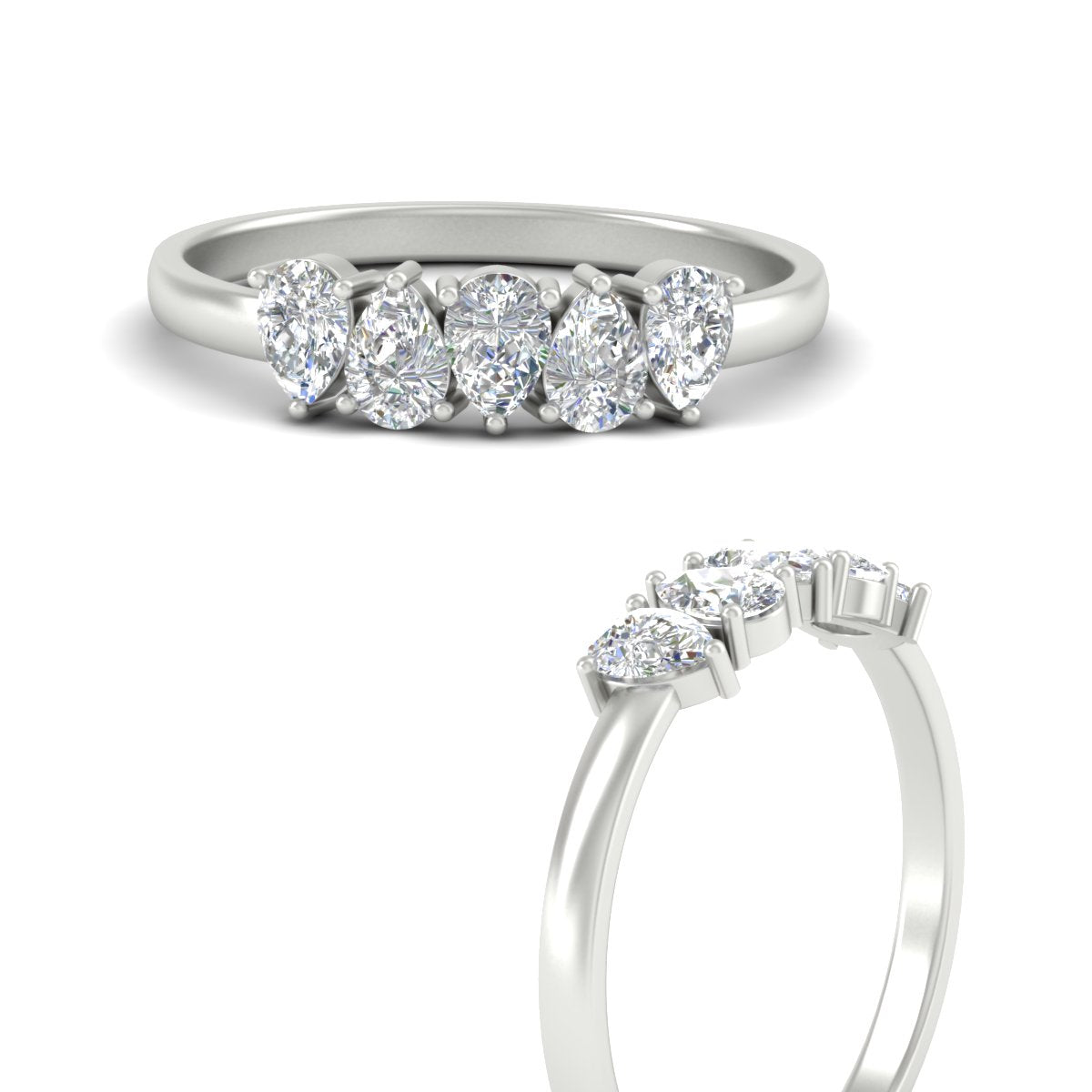 0.75 Carat 5 Stone Wedding Band Diamond Teardrop Fascinating Diamonds