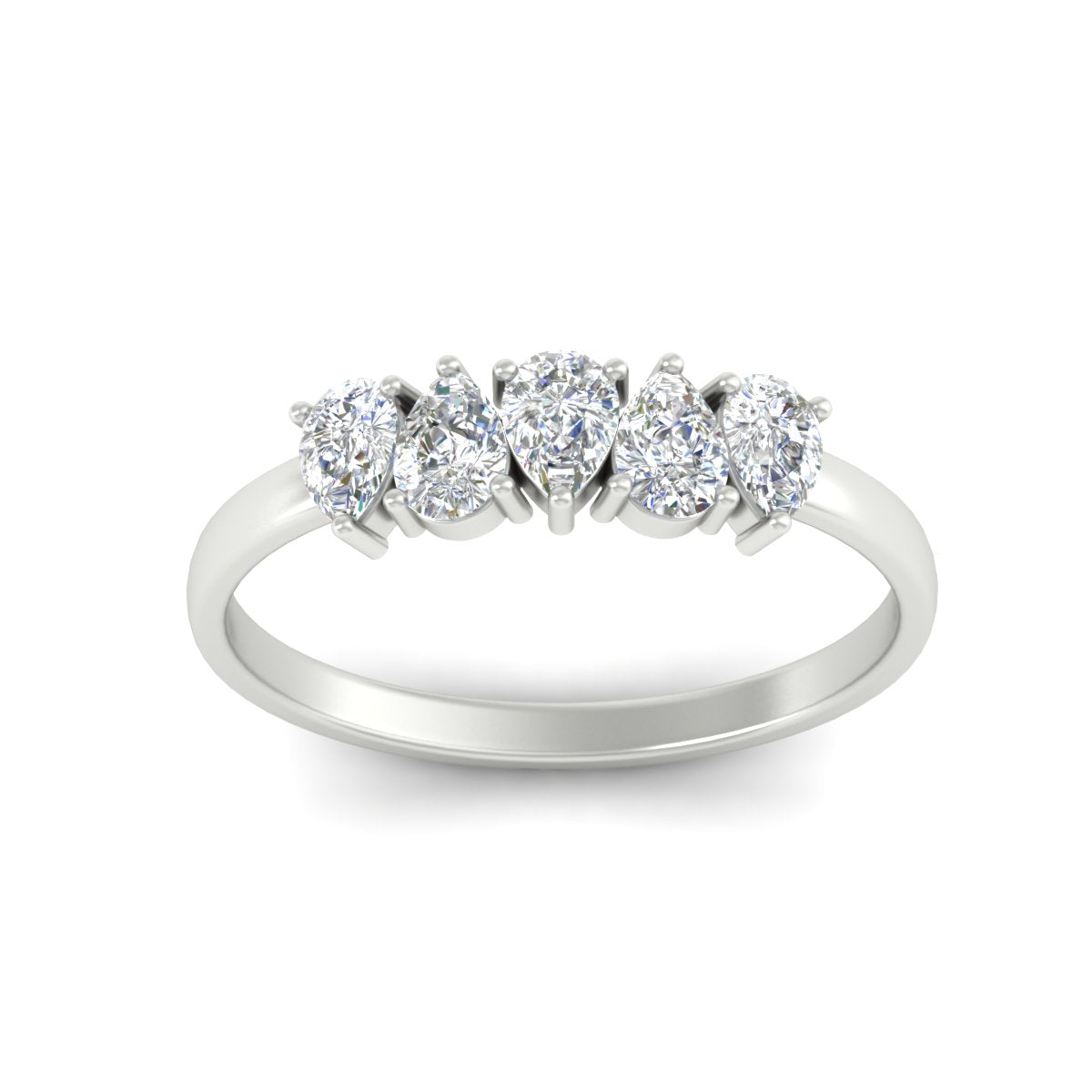 0.75 Carat 5 Stone Wedding Band Diamond Teardrop Fascinating Diamonds