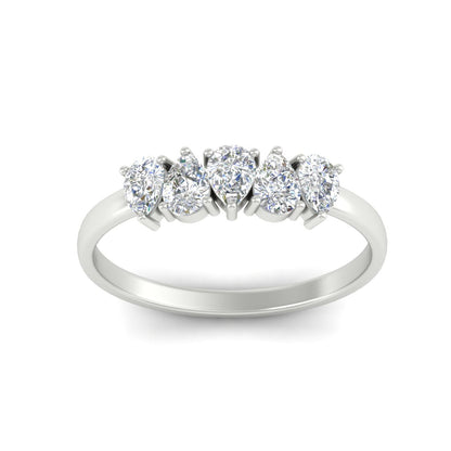 0.75 Carat 5 Stone Wedding Band Diamond Teardrop Fascinating Diamonds
