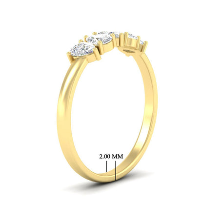 0.75 Carat 5 Stone Wedding Band Diamond Teardrop Fascinating Diamonds