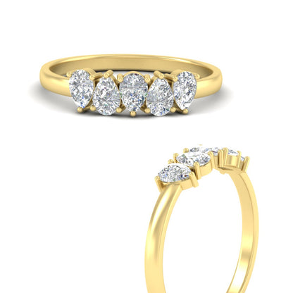 0.75 Carat 5 Stone Wedding Band Diamond Teardrop Fascinating Diamonds