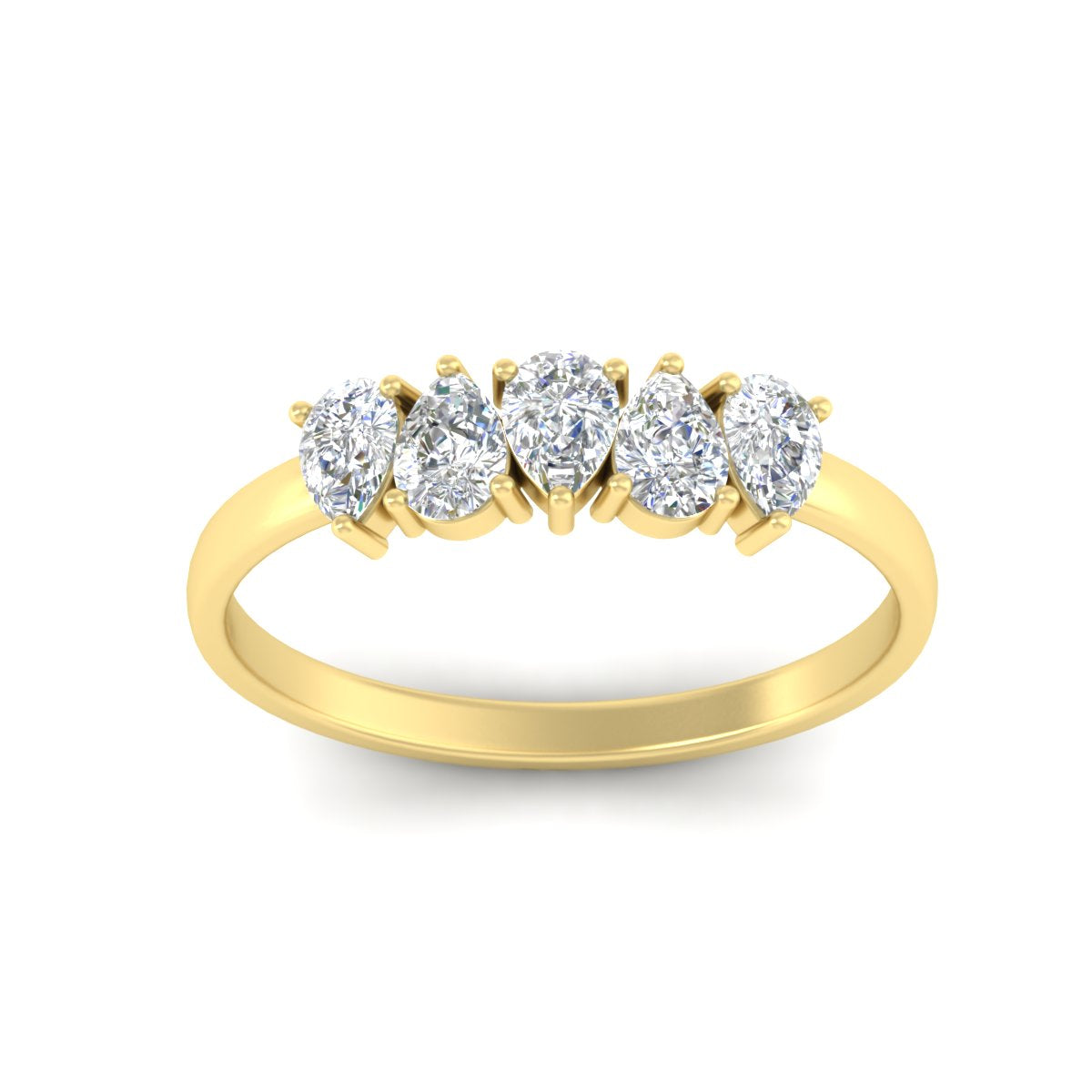 0.75 Carat 5 Stone Wedding Band Diamond Teardrop Fascinating Diamonds